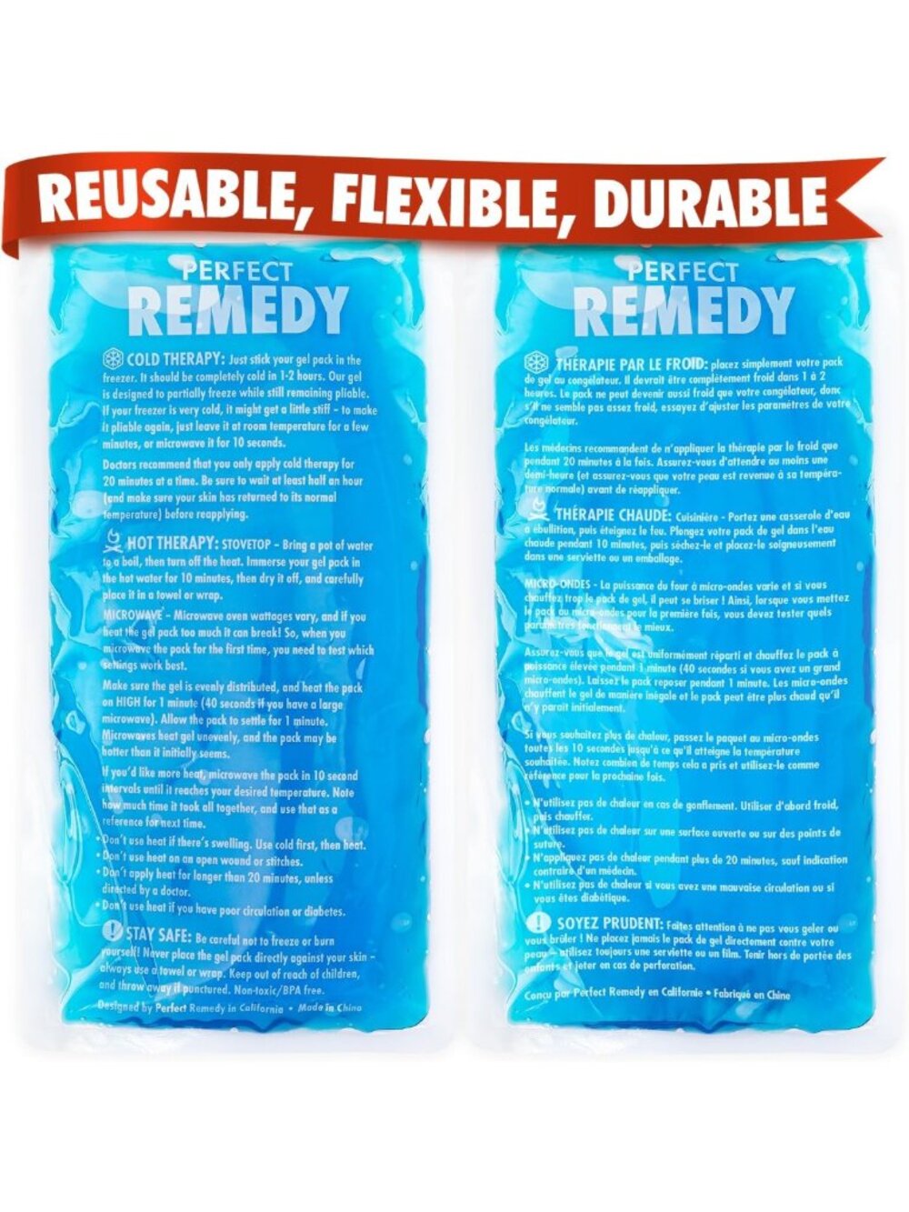 Reusable Gel Ice Packs for Injuries - Hot & Cold Therapy, Soft & Flexible